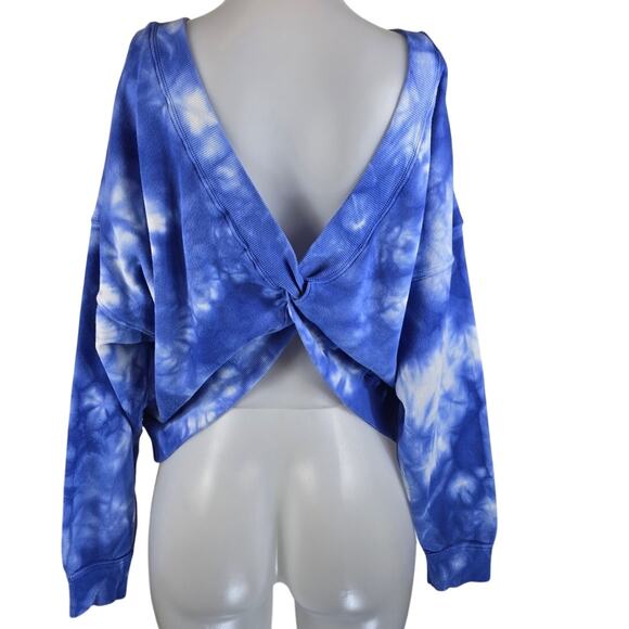 Joy Lab Crop Twist Back Blue Tie Dye Athletic Athleisure Sweatshirt Women's XS - Picture 2 of 3